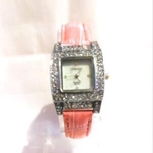 STRADA Austrian Crystal Watch Pink Band